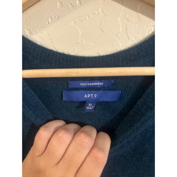 Apt. 9 XL 100% Cashmere Soft Cozy Blue Long Sleeved Winter Crewneck Sweater - Picture 6 of 9